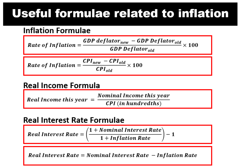 inflation formula - real income formula - real interest rate formula - formula related to inflation rate